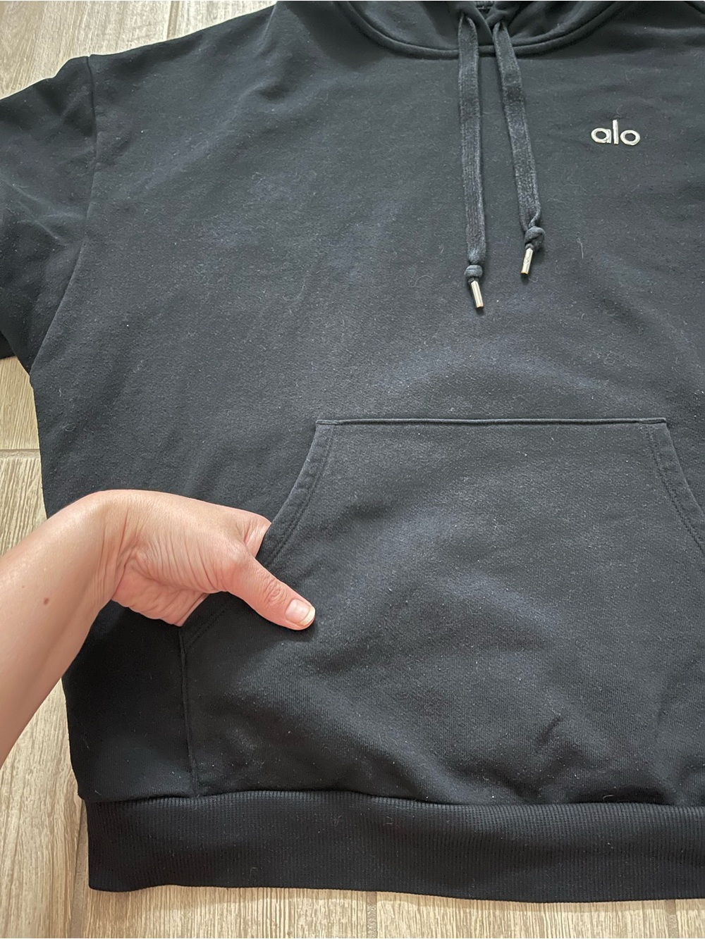 Alo Yoga Accolade Black Oversized Hoodie Sz M 8-10 U3032RG - Picture 6 of 12